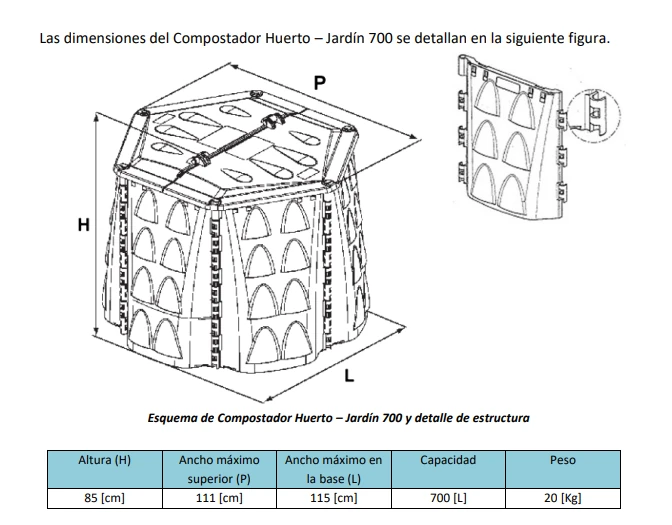Compostador Huerto Jardín 700 Lts. - Imagen 6
